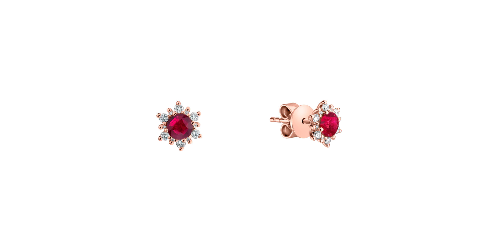Diamond earrings with Ruby Snow Star