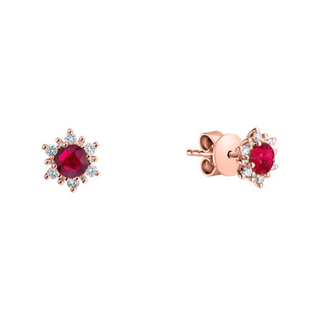 Diamond earrings with Ruby Snow Star