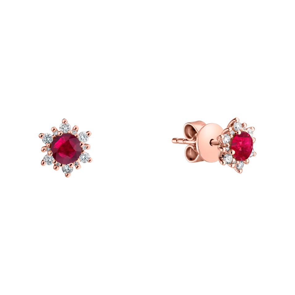 Diamond earrings with Ruby Snow Star