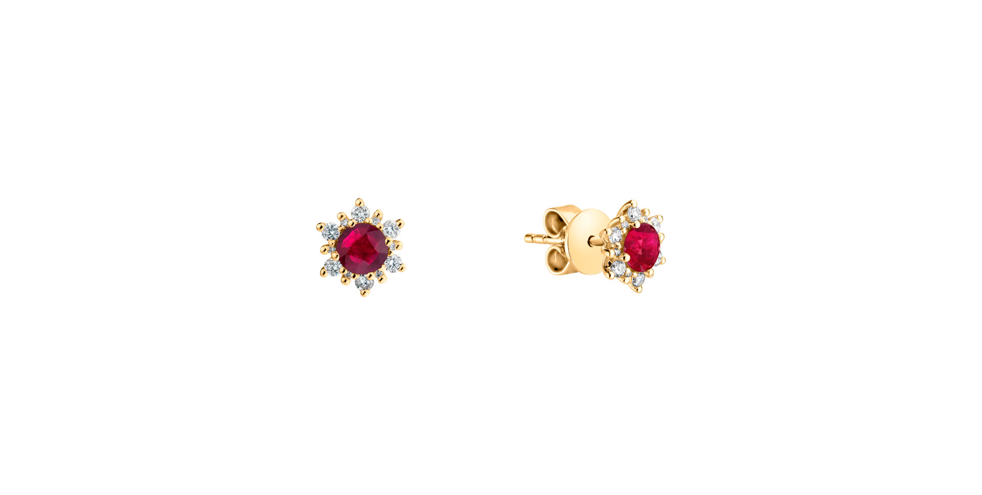 Diamond earrings with Ruby Snow Star
