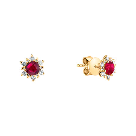 Diamond earrings with Ruby Snow Star