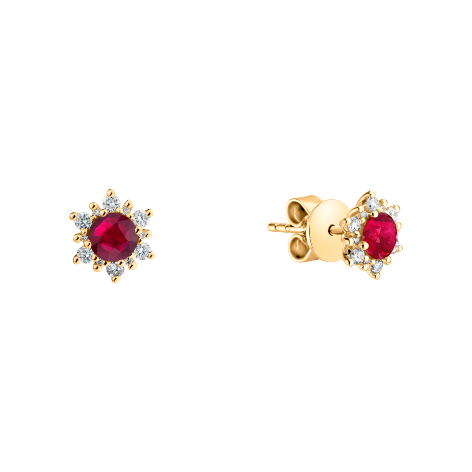 Diamond earrings with Ruby Snow Star