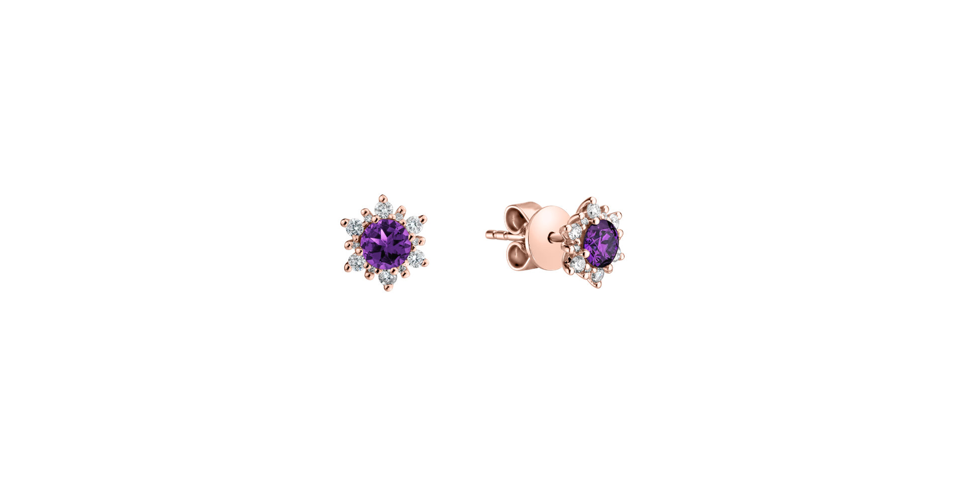 Diamond earrings with Amethyst Brazil Fancy Fairytale