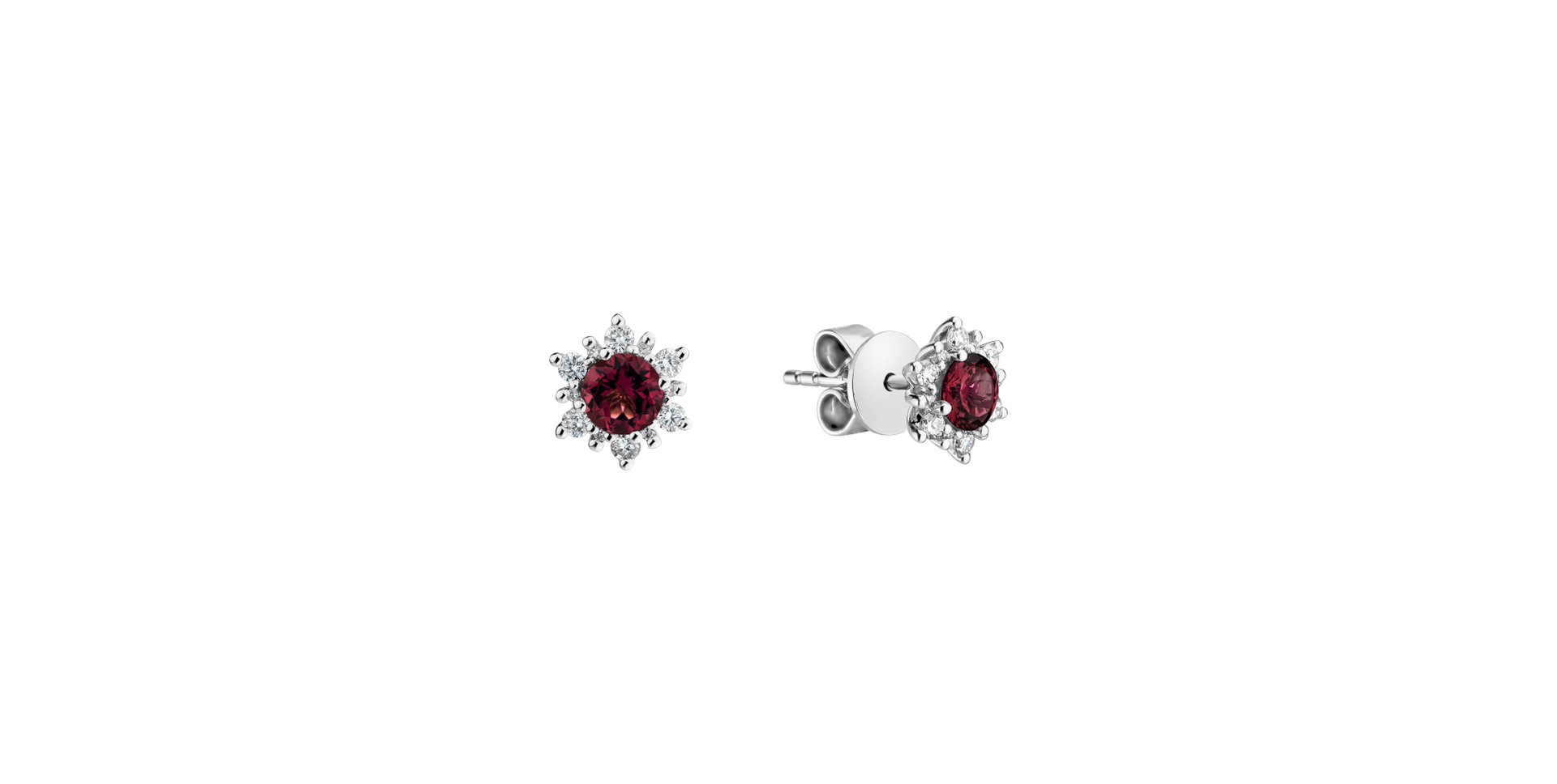 Diamond earrings with Rhodolite Fancy Fairytale