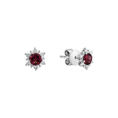 Diamond earrings with Rhodolite Fancy Fairytale