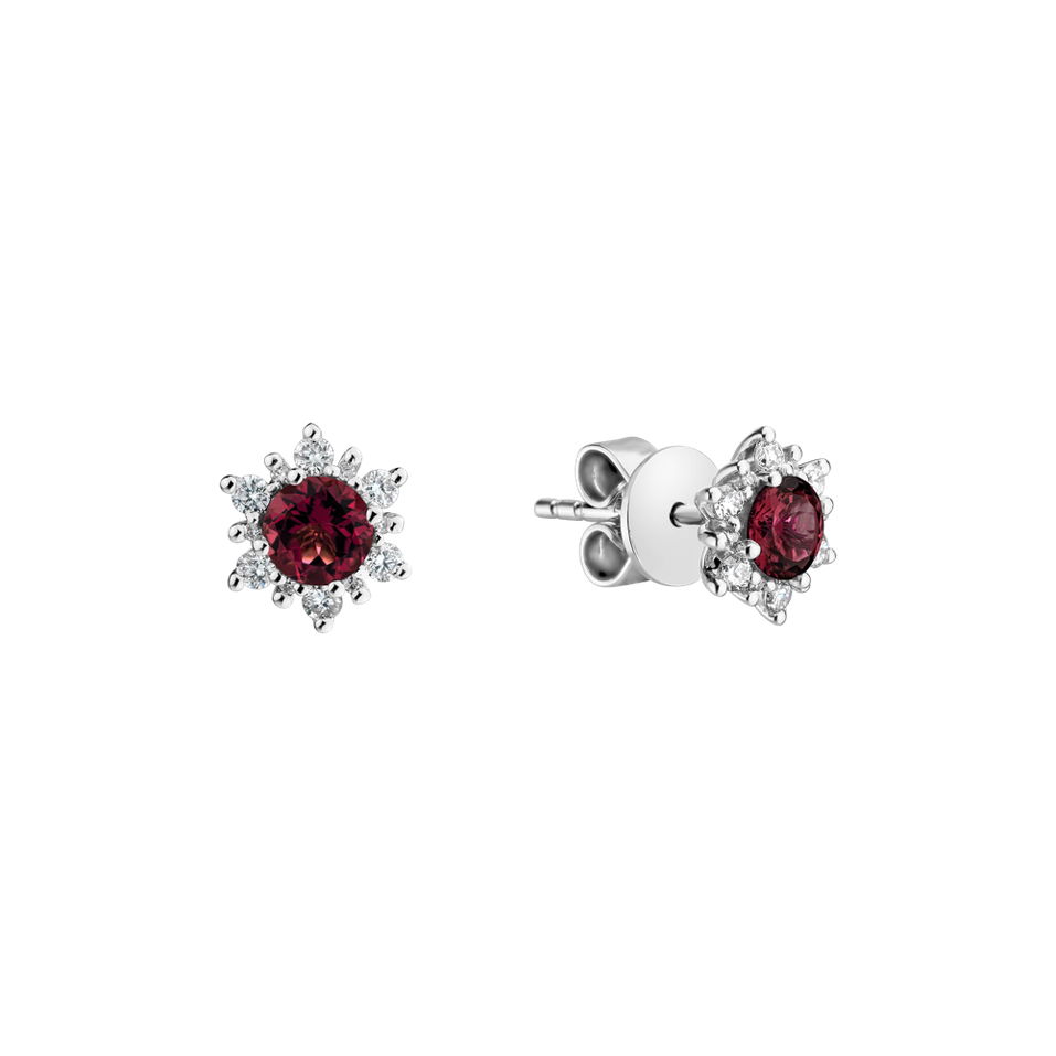 Diamond earrings with Rhodolite Fancy Fairytale