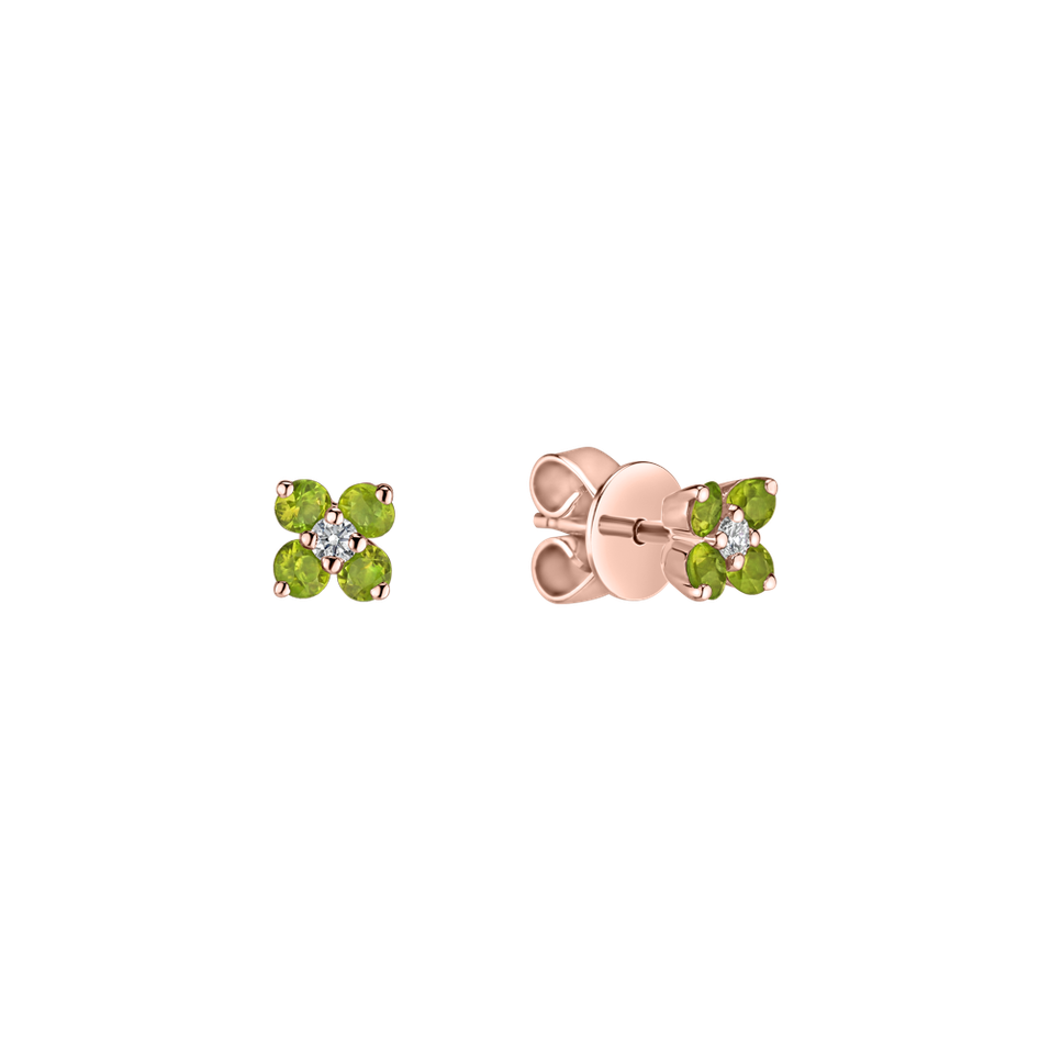 Diamond earrings with Peridot Divine Bloom