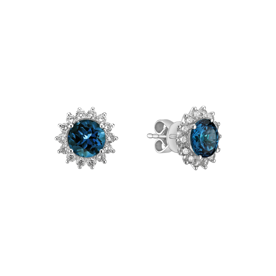 Diamond earrings with Topaz London Lilac Flower