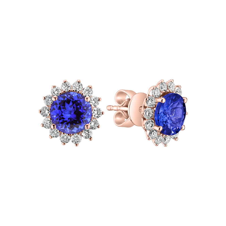 Diamond earrings with Tanzanite Lilac Flower