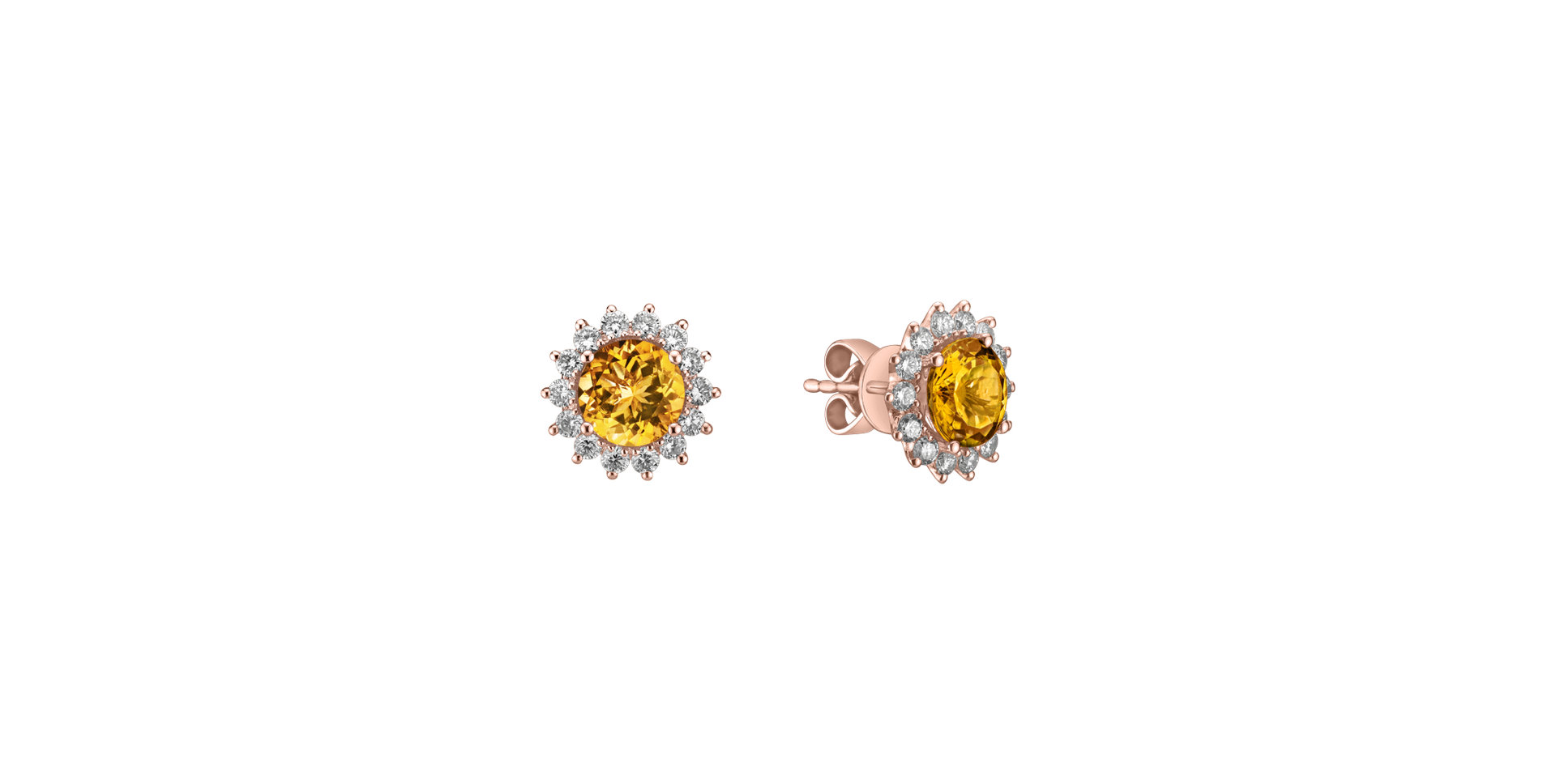 Diamond earrings with Citrine Lilac Flower