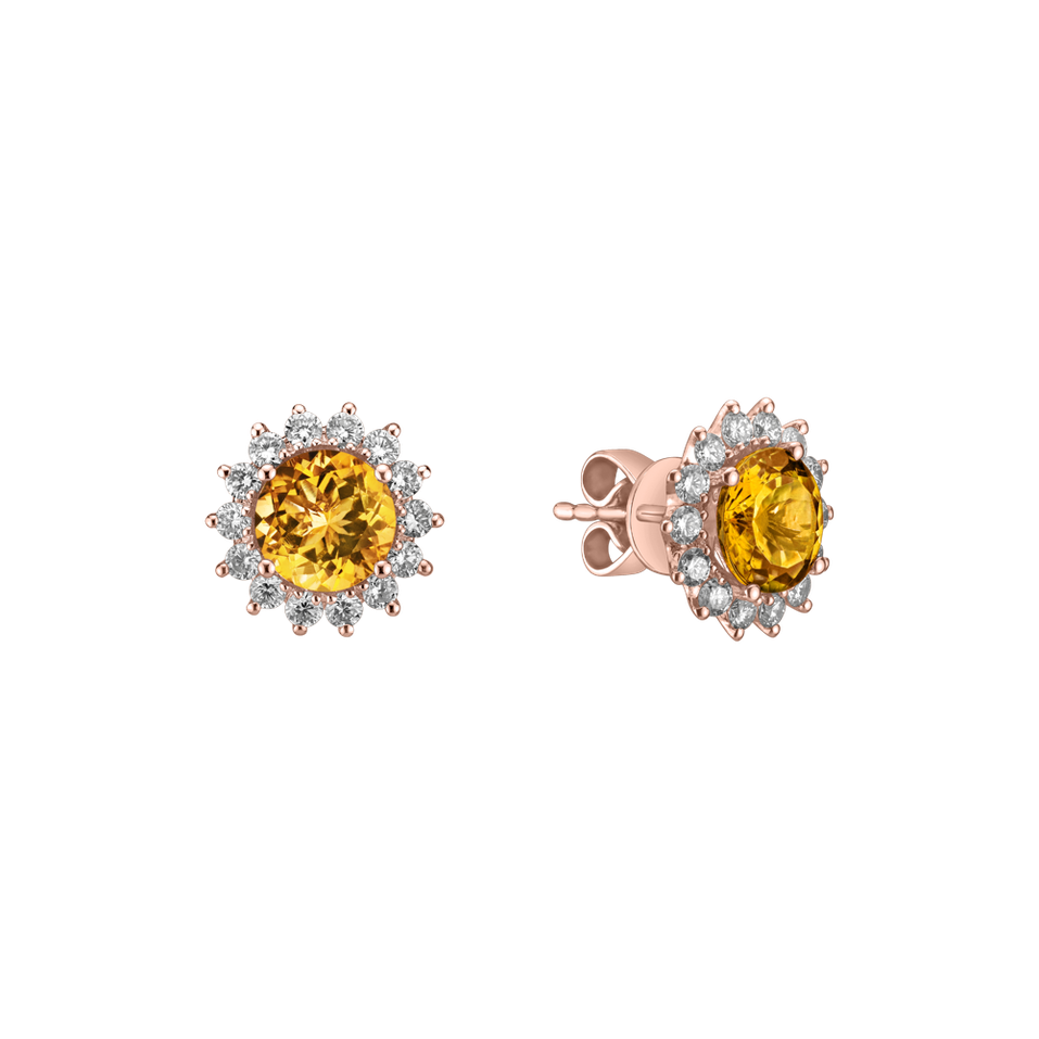 Diamond earrings with Citrine Lilac Flower