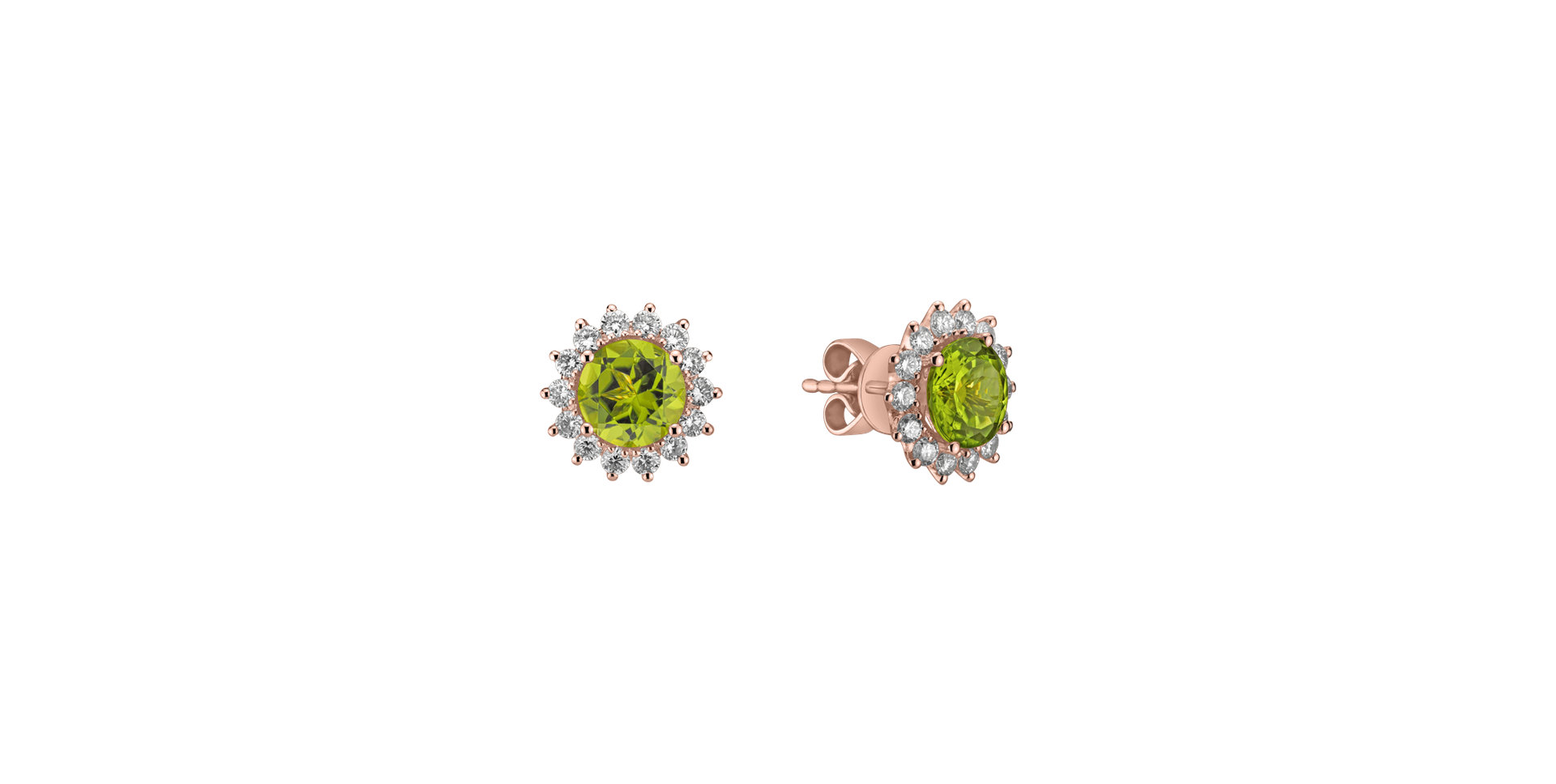 Diamond earrings with Peridot Lilac Flower