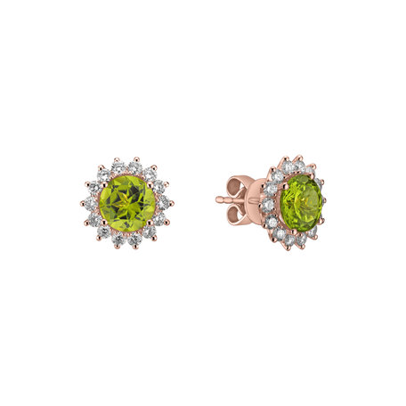 Diamond earrings with Peridot Lilac Flower