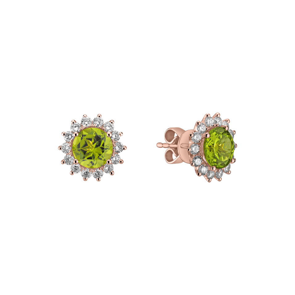 Diamond earrings with Peridot Lilac Flower