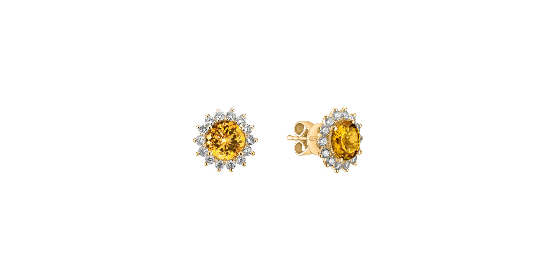 Diamond earrings with Citrine Lilac Flower