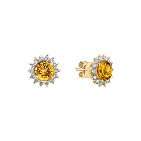 Diamond earrings with Citrine Lilac Flower