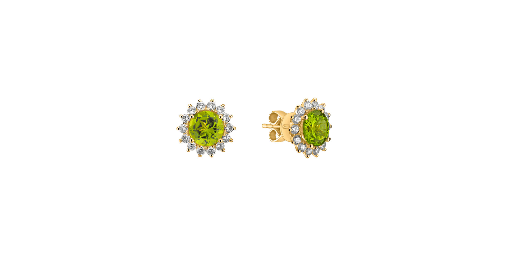 Diamond earrings with Peridot Lilac Flower