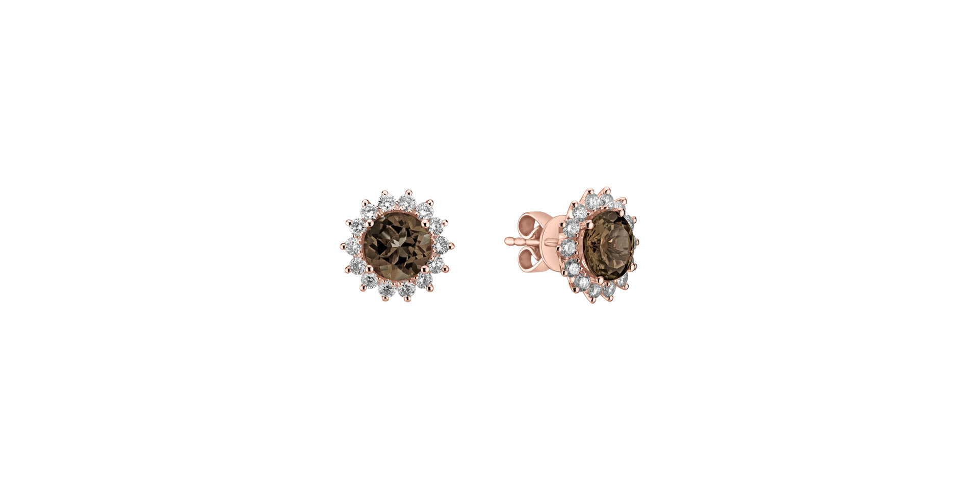 Diamond earrings with Smoky Quartz Lilac Flower