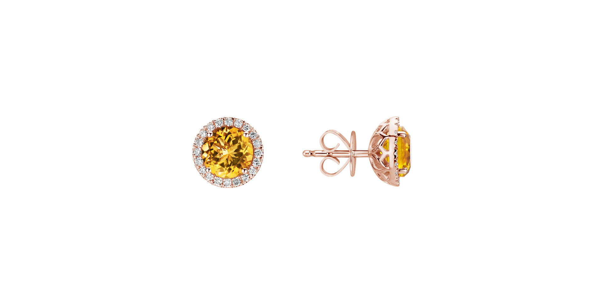 Diamond earrings with Citrine Eternal Sunshine