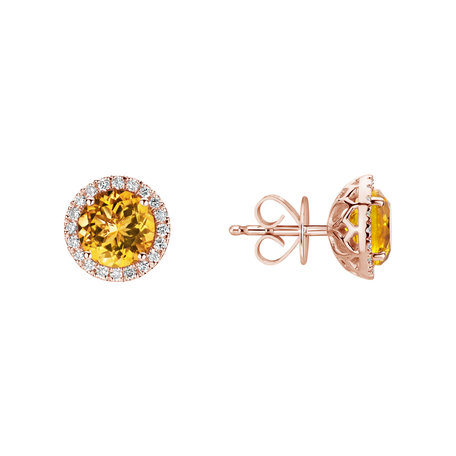 Diamond earrings with Citrine Eternal Sunshine