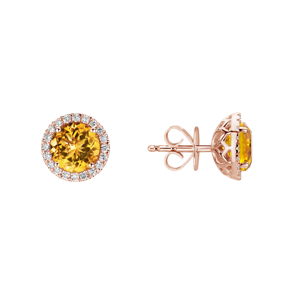 Diamond earrings with Citrine Eternal Sunshine