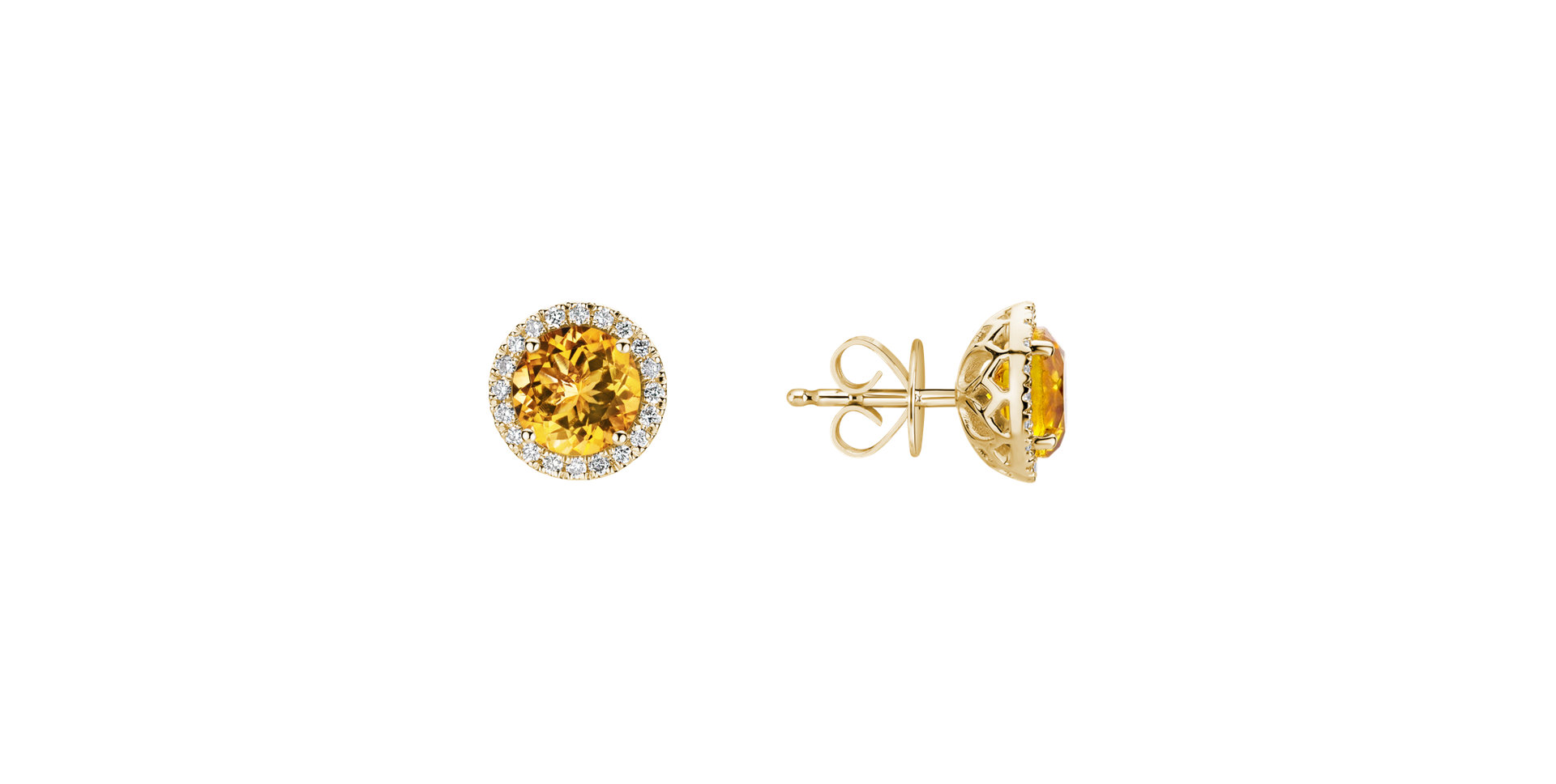 Diamond earrings with Citrine Eternal Sunshine