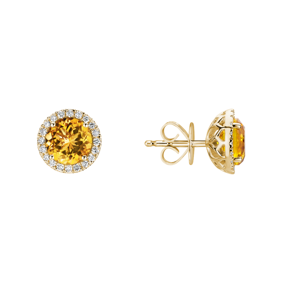Diamond earrings with Citrine Eternal Sunshine