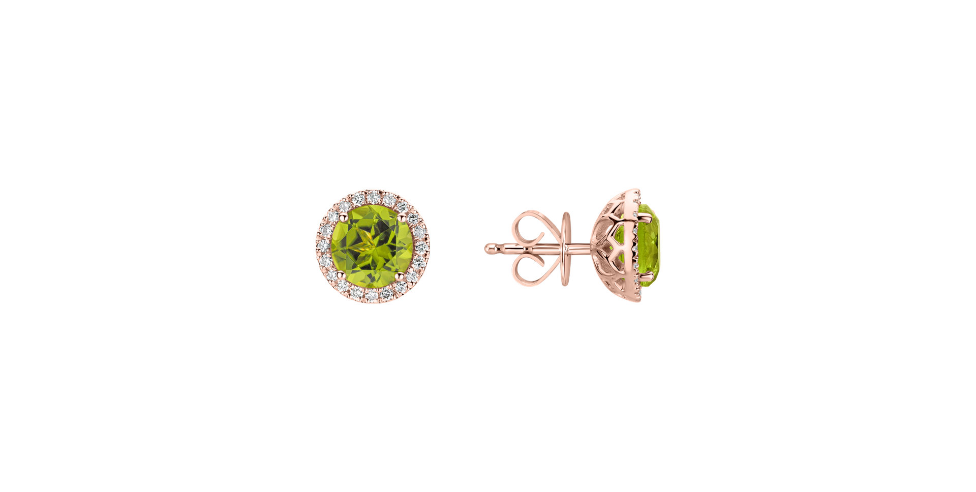 Diamond earrings with Peridot Eternal Sunshine