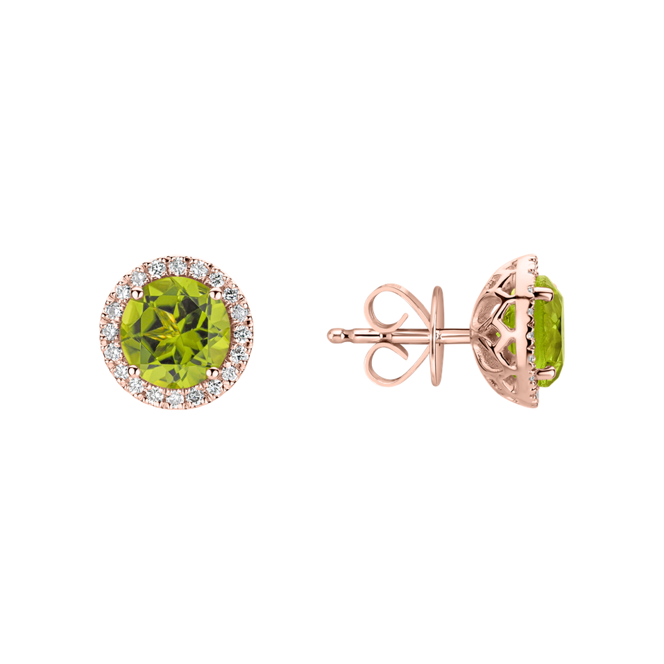Diamond earrings with Peridot Eternal Sunshine