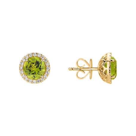 Diamond earrings with Peridot Eternal Sunshine