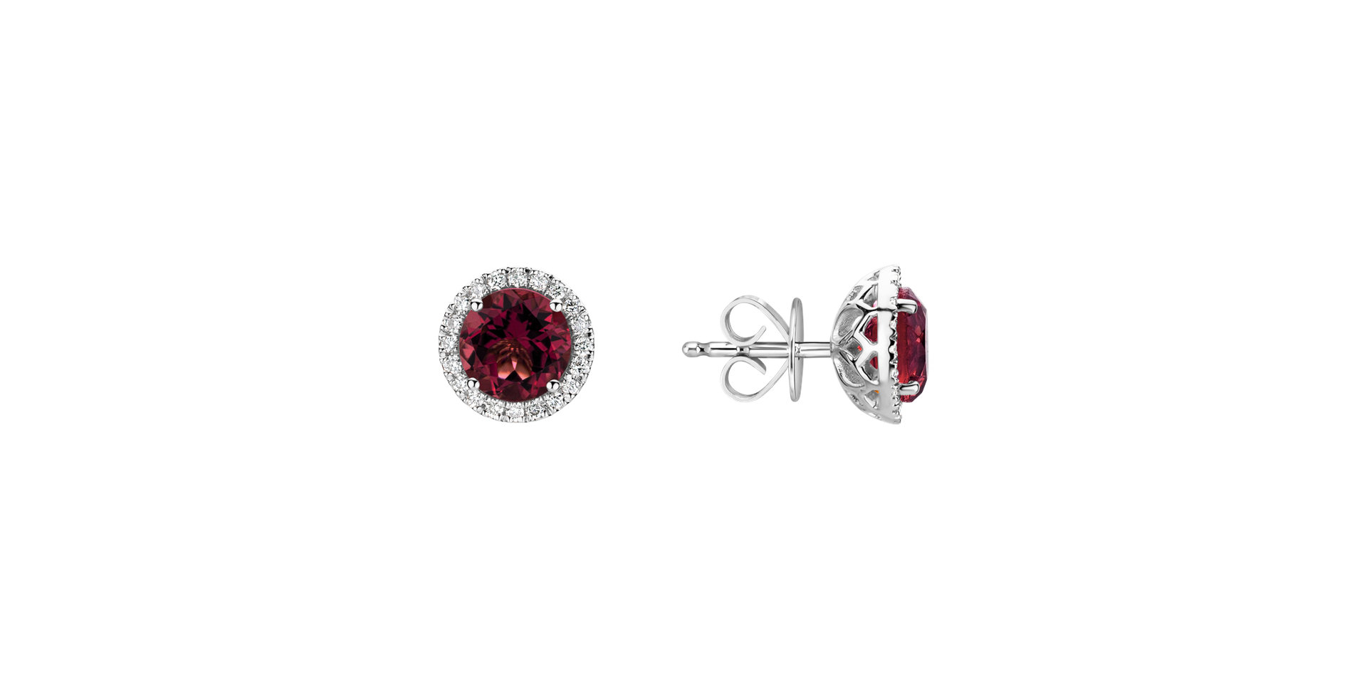 Diamond earrings with Rhodolite Eternal Sunshine