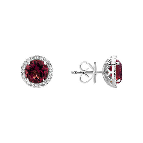 Diamond earrings with Rhodolite Eternal Sunshine