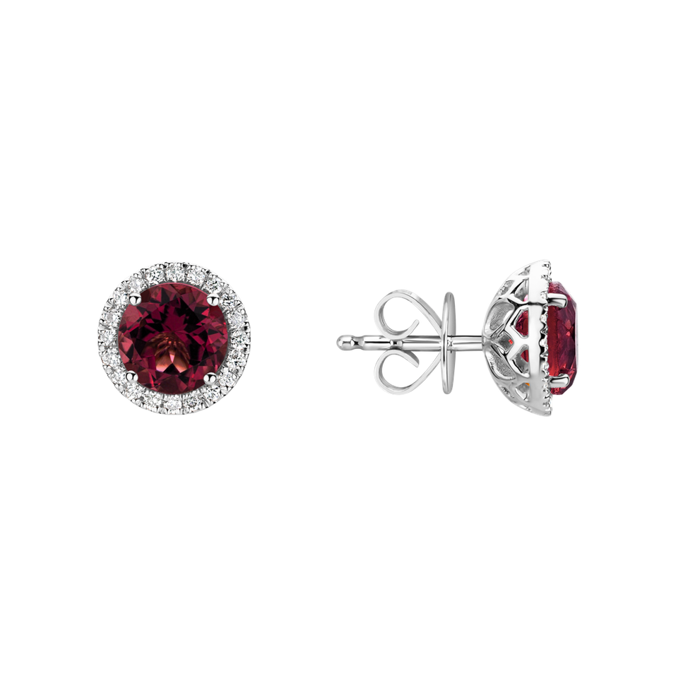 Diamond earrings with Rhodolite Eternal Sunshine