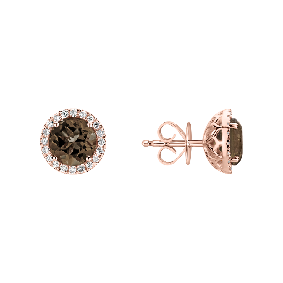 Diamond earrings with Smoky Quartz Eternal Sunshine