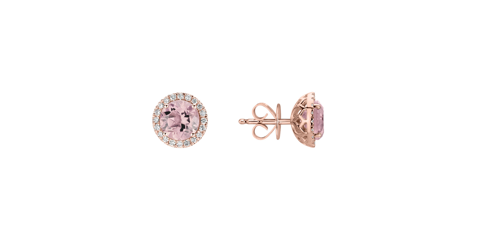 Diamond earrings with Rose Quartz Eternal Sunshine