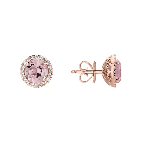 Diamond earrings with Rose Quartz Eternal Sunshine