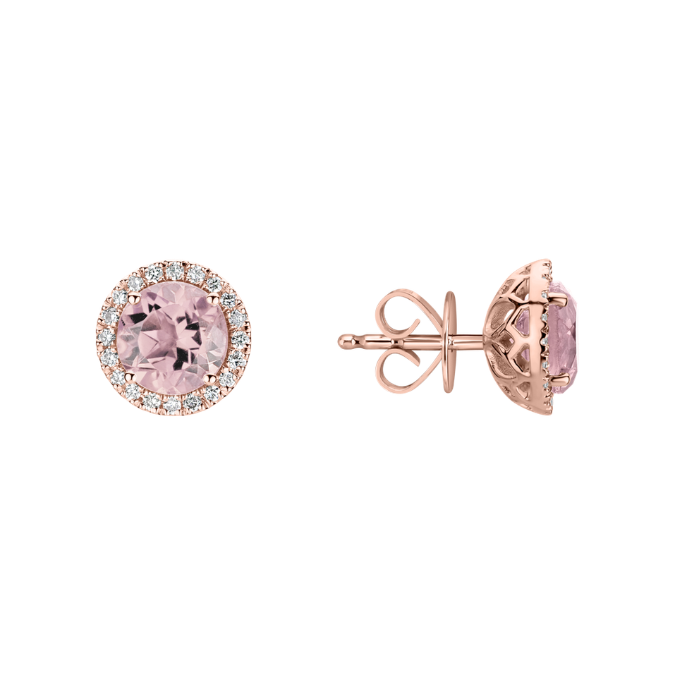 Diamond earrings with Rose Quartz Eternal Sunshine