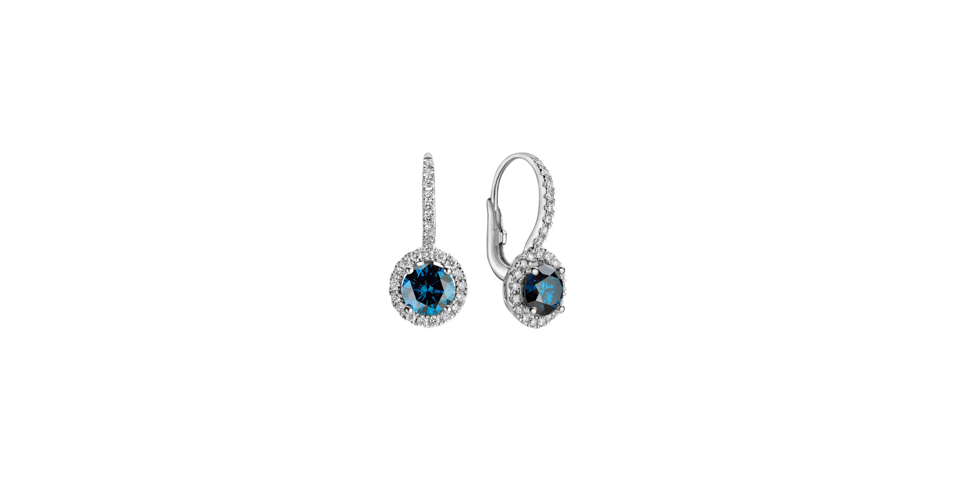 Earrings with blue diamonds and white diamonds Blue Tears