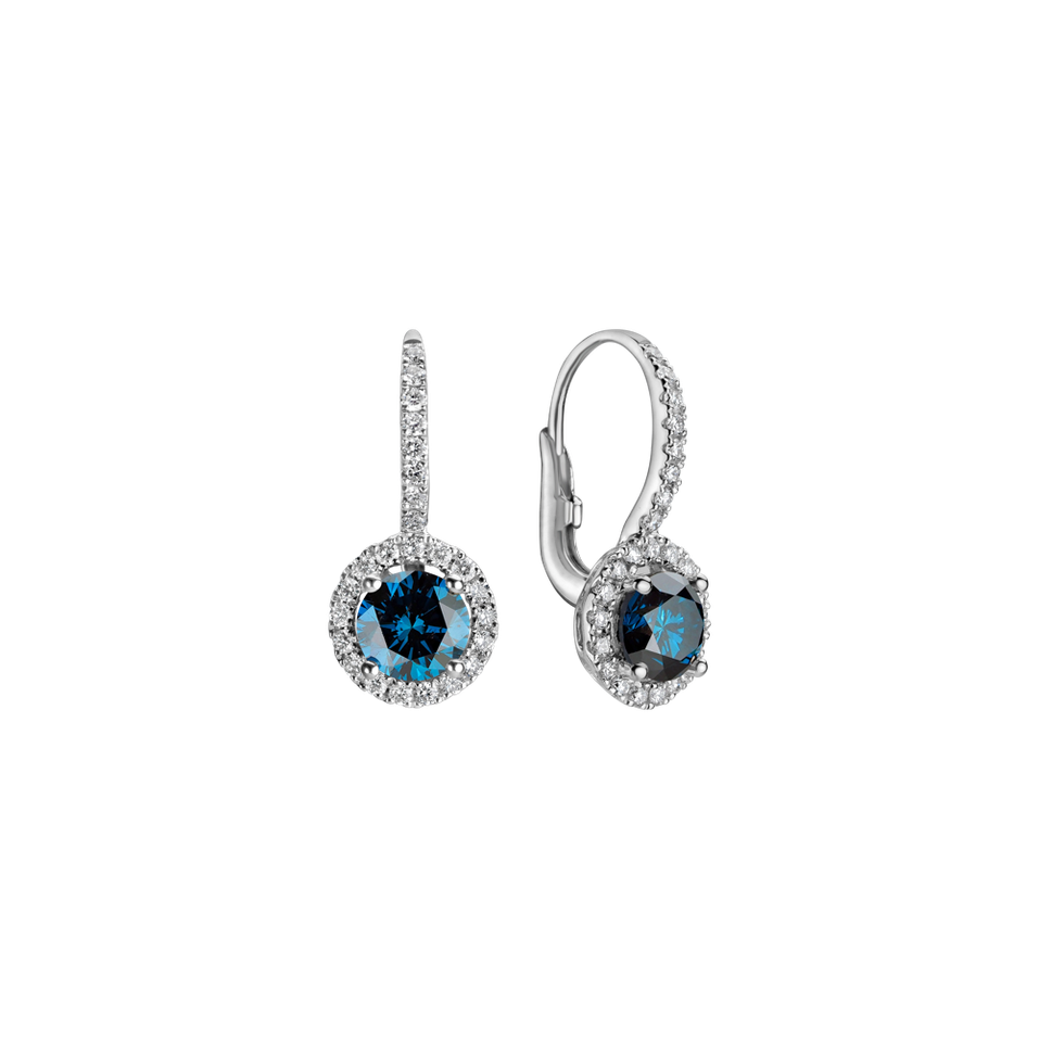 Earrings with blue diamonds and white diamonds Blue Tears