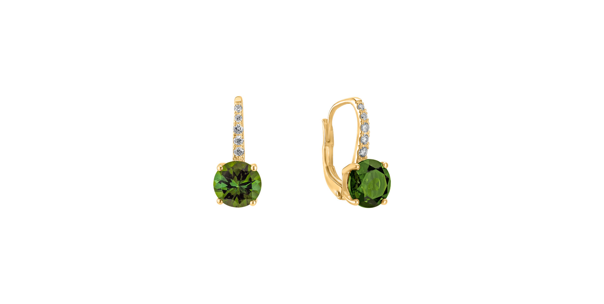 Diamond earrings with Tourmaline Fairytale Gentility