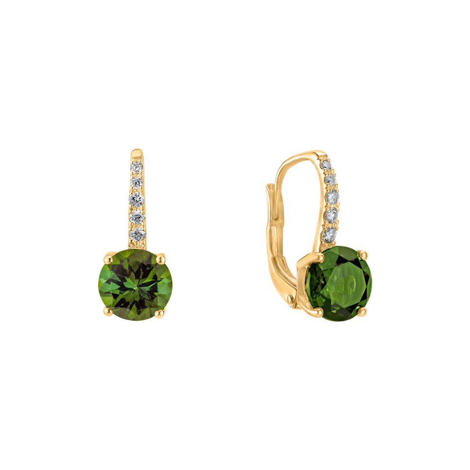 Diamond earrings with Tourmaline Fairytale Gentility