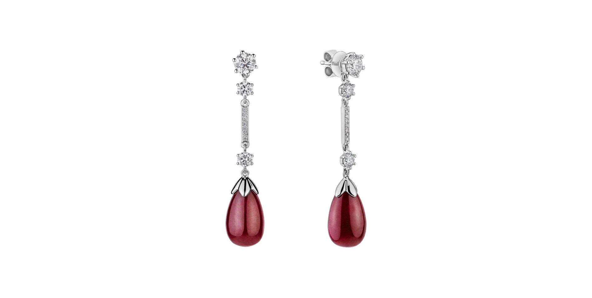 Diamond earrings with Ruby Kingdom of Sadness