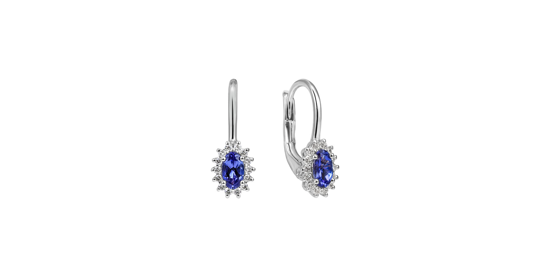 Diamond earrings with Tanzanite Princess Sparkle