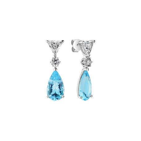 Diamond earrings with Aquamarine Aquamarine Tears