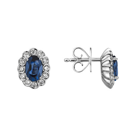 Diamond earrings with Sapphire Glamour Princess