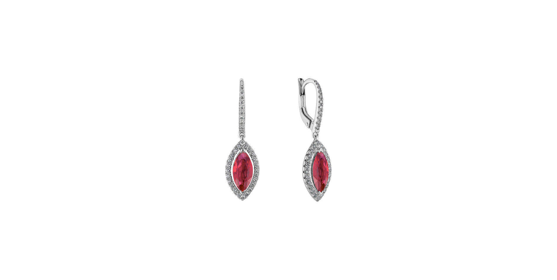 Diamond earrings with Ruby Red Leafs