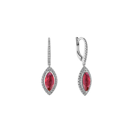 Diamond earrings with Ruby Red Leafs