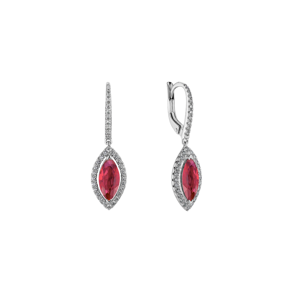 Diamond earrings with Ruby Red Leafs