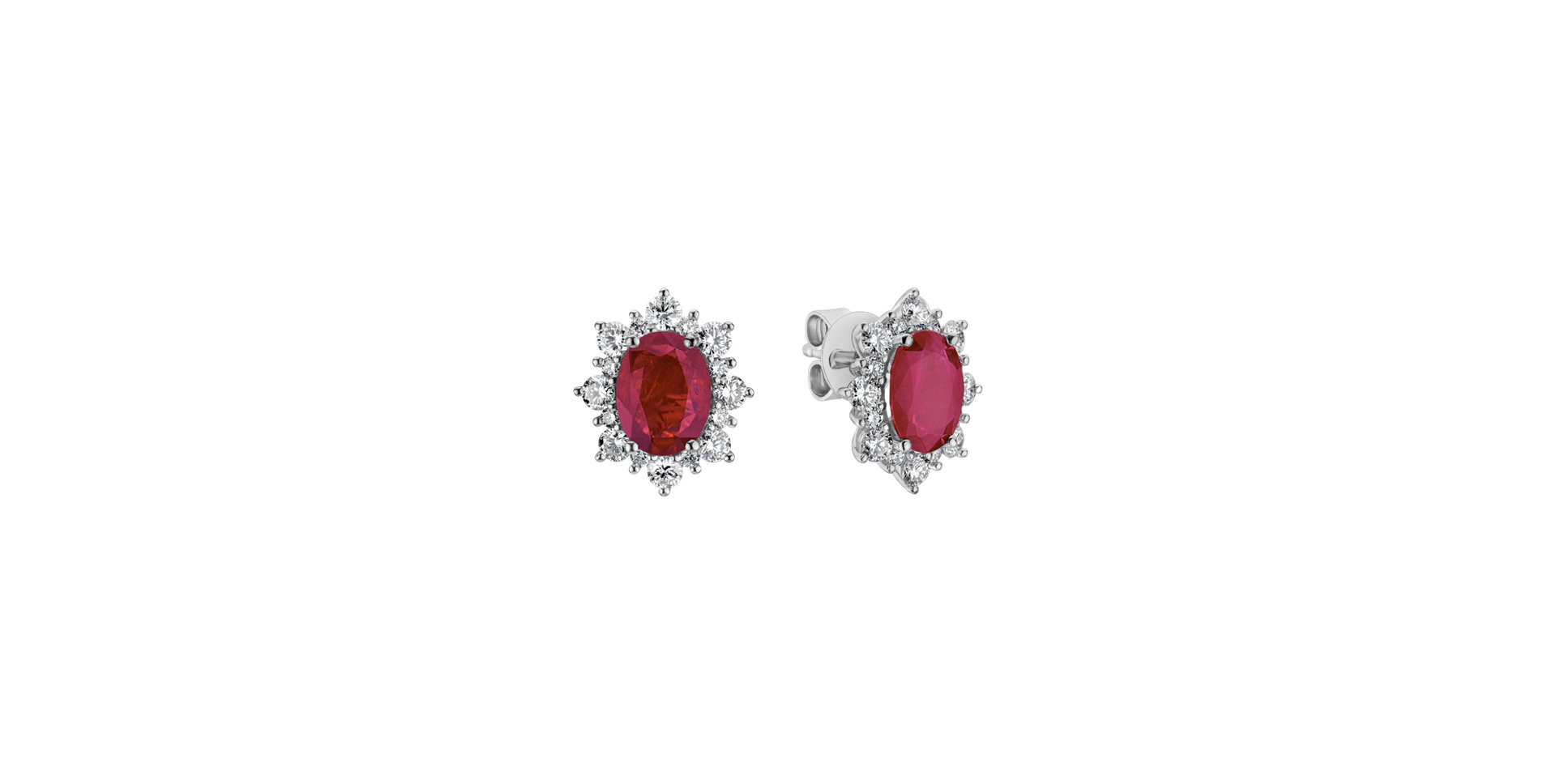 Diamond earrings with Ruby Royal Aurora