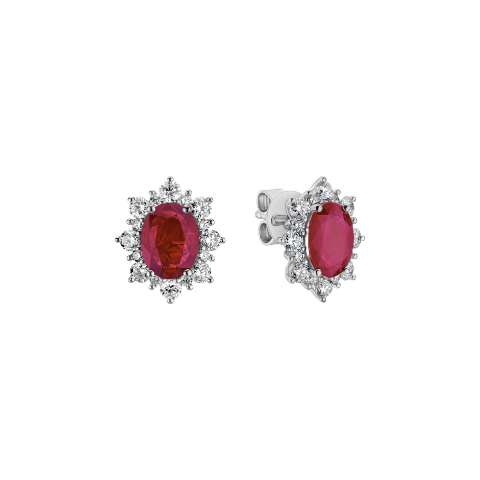 Diamond earrings with Ruby Royal Aurora